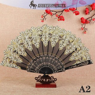 Onetimingfine Vintage Ren Gấp Quạt Khiêu Vũ Cầm Tay Quạt Khiêu Vũ Trung Quốc Đạo Cụ Ảnh Tiệc Cưới Trang Trí Trang Trí Thủ Công Quà Tặng VN