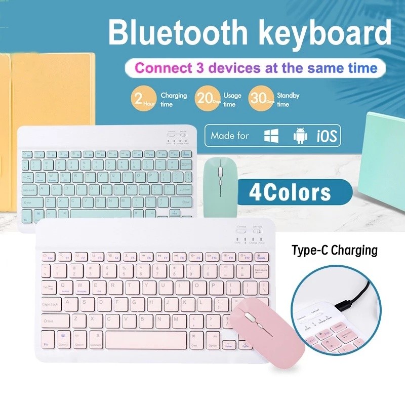 Bàn phím Bluetooth không dây đa năng Mini 10 Inch Bộ chuột không dây cho Android / ios / iPad 11th A16 Tấm lót máy tính bảng thứ 10