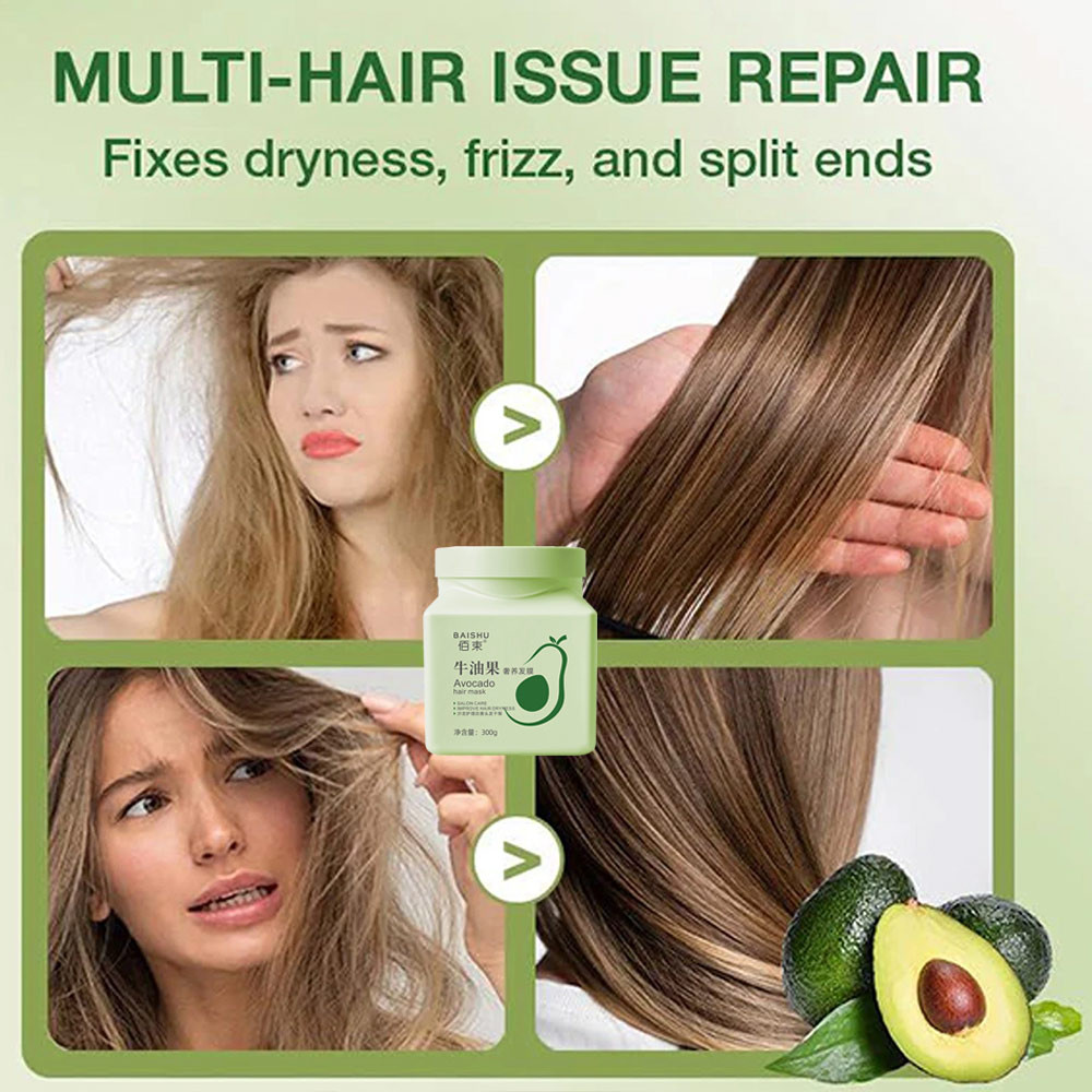 Luxury Avocado Dried Hair Mask Moisturizes, Softens, Forks Damaged, Improves frizz Avocado Hair Growth Protein Controls Oil