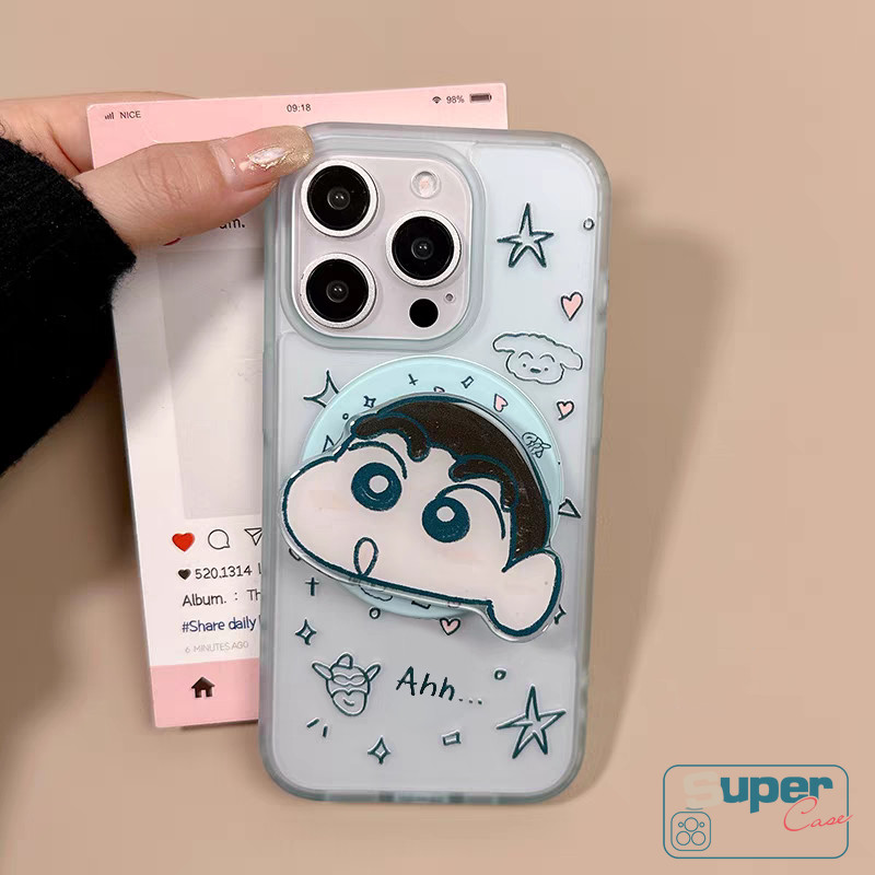 Ốp Lưng Tương Thích Cho IPhone 15 16 11 12 Pro Max 7Plus XS Max 13 14 Pro Max X 7 8 12Pro 16Pro XR 14 16 15 Plus 8Plus SE 2020 Cặp Đôi Dễ Thương Crayon Shin-chan Star Bìa Mềm