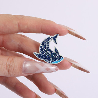 Xanh Biển Huy Hiệu Men Pin Cá Mập Thiết Kế Sáng Tạo, Phụ Kiện Balô Quần Áo, Quà Tặng Bạn Bè