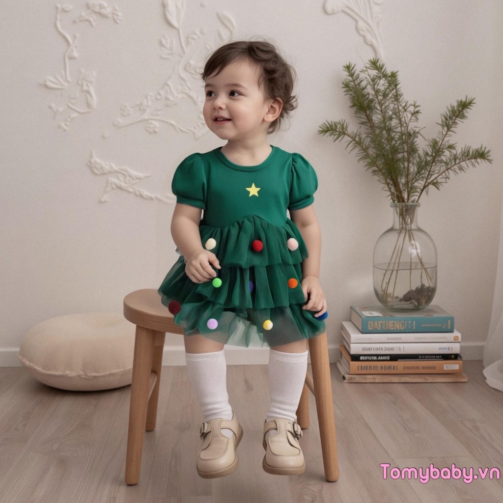 Váy công chúa bé gái Ngôi sao thanh lịch Tiệc tuyn Váy Giáng sinh mùa hè