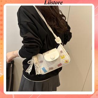 Túi xách đeo vai nữ thời trang da mềm dây xoắn in hình Liistore K278 (Không kèm charm gấu)
