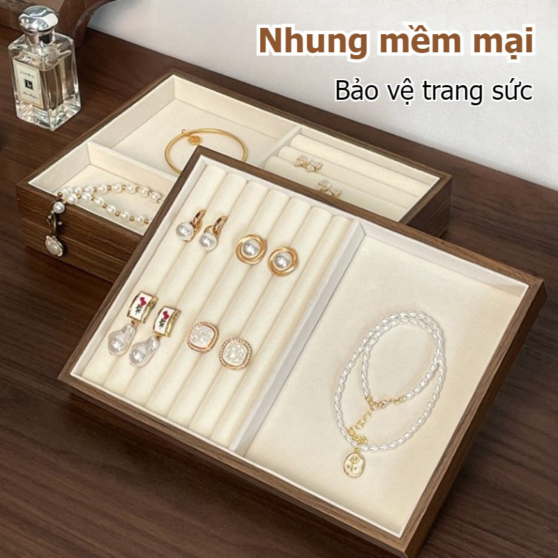 Hộp Trang Sức Quả óc chó Trưng Bày Trang Sức Giá Hạt Gỗ Trang Sức Khay Retro Bày Ngăn Kéo Trang Sức Tổ Chức