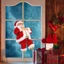 Ông già Noel leo dây,Đồ trang trí Giáng Sinh,có nhạc vui nhộn,Đồ Chơi Ông Già