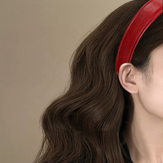 Băng đô cao cấp bằng da Burgundy phong cách Retro mùa thu đông