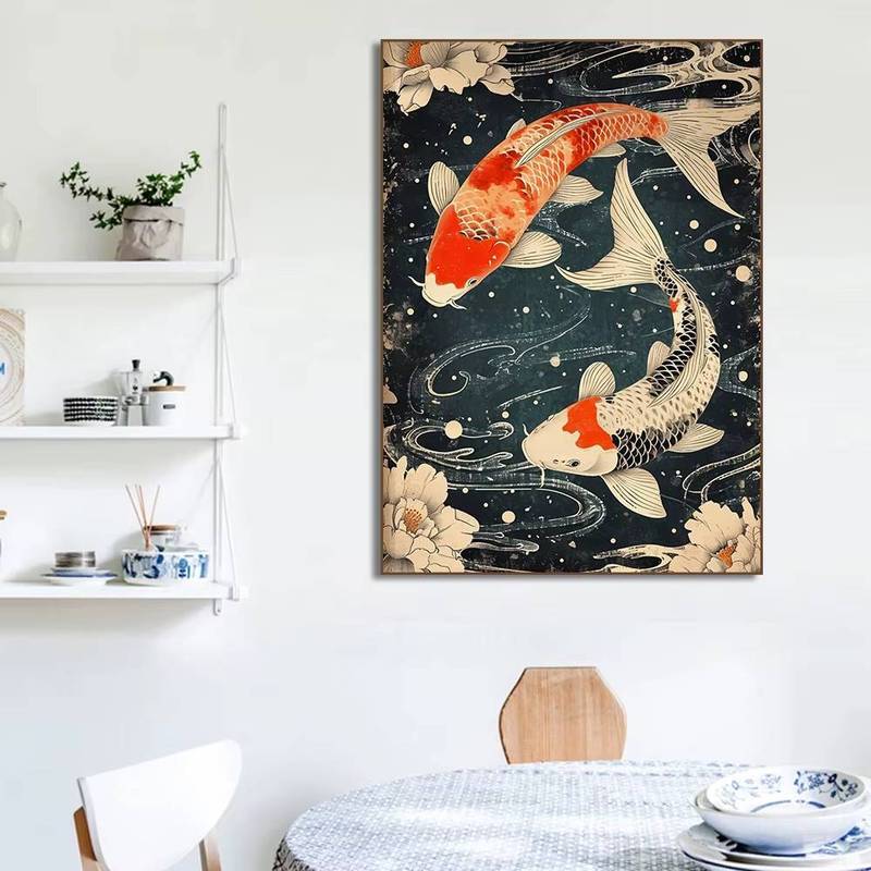 Nhật Bản Nhiều Màu Sắc Cá Chép Cá Koi Poster Không Khung Tranh Canvas Nghệ Thuật Treo Tường Cho Phòng Khách Trang Trí Nhà