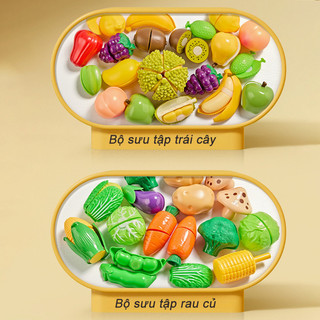 【BabyJoy】42pcs Bộ Đồ Chơi Cắt Hoa Quả Cho Bé,Bộ Đồ Chơi Cắt Trái Cây Rau Củ,Chất Liệu An Toàn Cho Bé,Kèm Giỏ Đựng