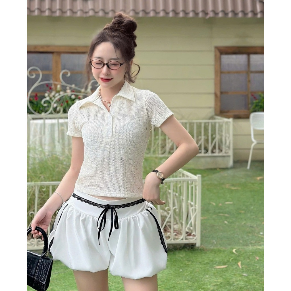 Áo Thun Nữ Tay Ngắn Kiểu Cổ Bẻ  Phong Cách Basic A51230