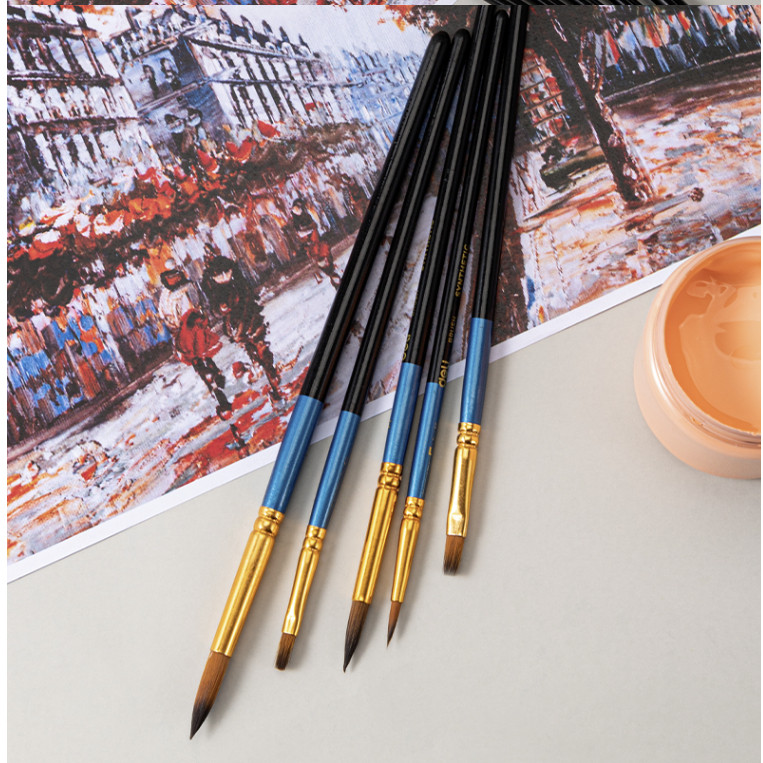 Bộ Cọ Vẽ Màu Nước Acrylic Gouache Chuyên Nghiệp Deli Set 3/5/10 Cọ Vẽ Đầu Tròn Nhiều Kích Thước Lựa Chọn