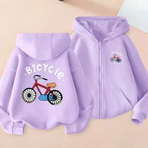 Bé Trai Hoạt Hình In Hình Xe Đạp Áo Khoác Ấm Áp Mùa Đông Áo Trẻ Em Zip Up Áo Khoác Ngoài Thường Ngày