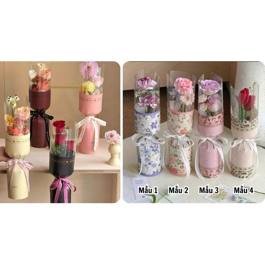 [HỎA TỐC HCM] Sỉ 10 cốt giấy Bóng Kính gói hoa 1-3 bông cao cấp định hình tạo mẫu cho bó hoa ANGIHOME