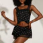 Phụ Nữ Nơ Ren Phối Quần Short Loungewear Set Sáng Bóng Chi Tiết Thiết Kế Cho Phòng Ngủ Giải Trí Trong Nhà Đêm Hàng Ngày Thư Giãn Mặc