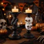 FUJIOU Halloween Skull Candlestick, Sáng Tạo Nhựa Thủ Công Đầu Lâu Nến, Ngộ nghĩnh Thực Tế Chân Nến Độc Đáo Trang Trí Halloween Lễ Hội Ma