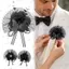 PYCOU Hoa Hồng Corsage, Vải Hoa Vải Tuyn Lưới Cổ Tay Corsage, Màu Đen Ruy Băng Thiết Kế Đeo Hoa Trâm Cài Tiệc Cưới