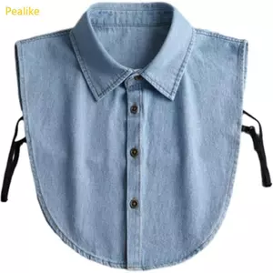 Pealike Thoải Mái Cotton Jeans Cổ Giả Cho Nữ Thoải Mái Mặc Tăng Cường Áo Len Dễ Dàng