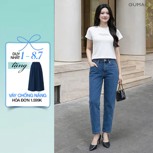 Quần jeans baggy nữ Gmorning - GUMAC dài 89cm tôn dáng chất liệu demim mềm mịn thoáng mát đứng form thoải mái YQJF07044