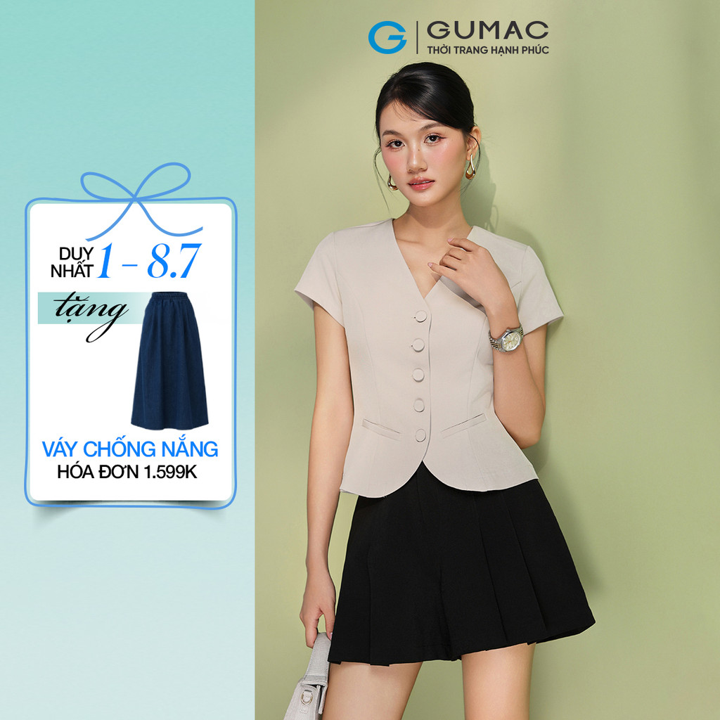 Áo Kiểu Nữ GUMAC Rã Decoup Ôm Nhẹ Tôn Dáng Đính Nút Bọc Tinh Tế Sang Trọng  AF05039 - AG07098