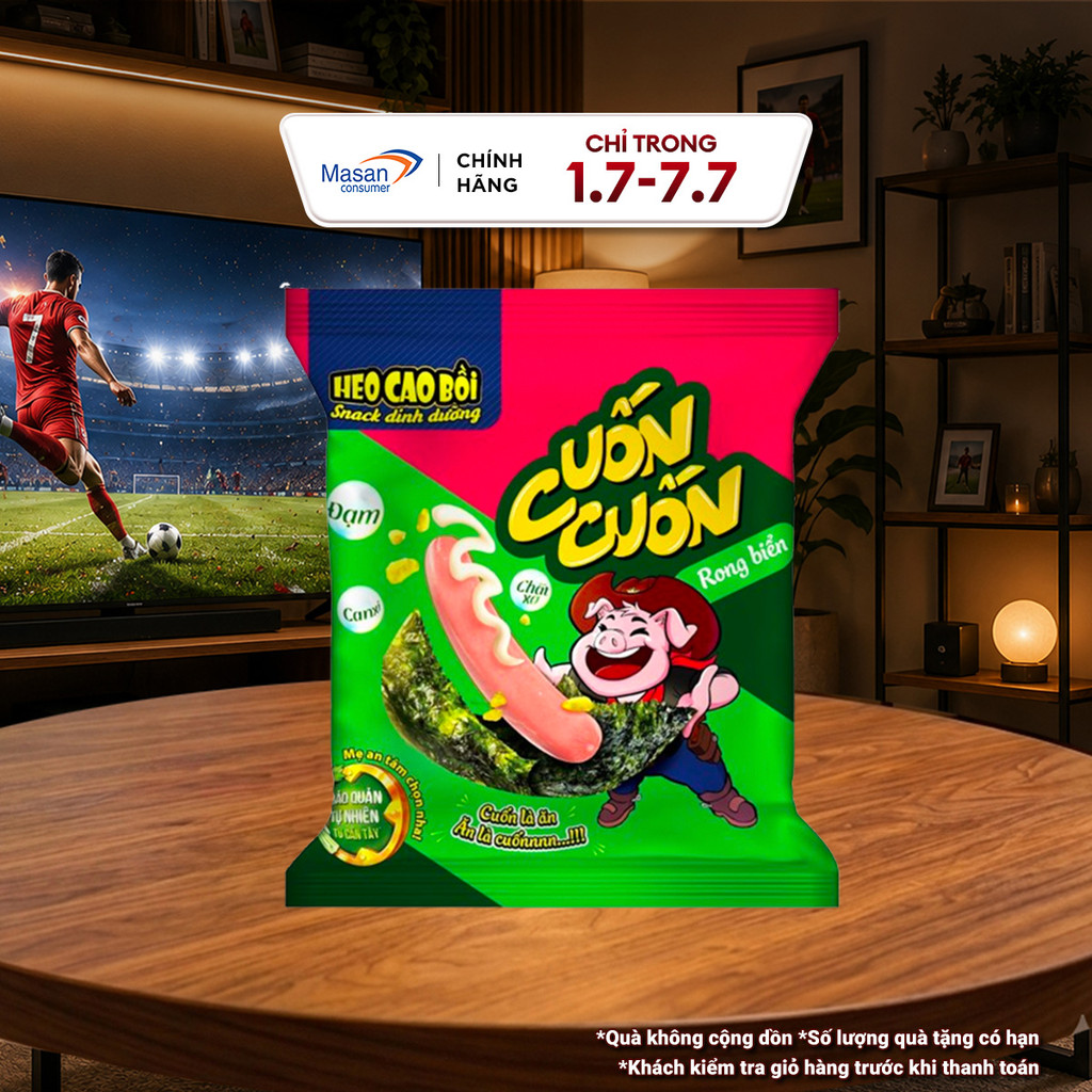 Xúc Xích Tiệt Trùng Heo Cao Bồi Cuốn Cuốn Rong Biển Gói X (3Cây X 13Gr + 1Gói Xốt 5.5Gr + 1Gói Rong Biển 2Gr + 1Gói Hạt