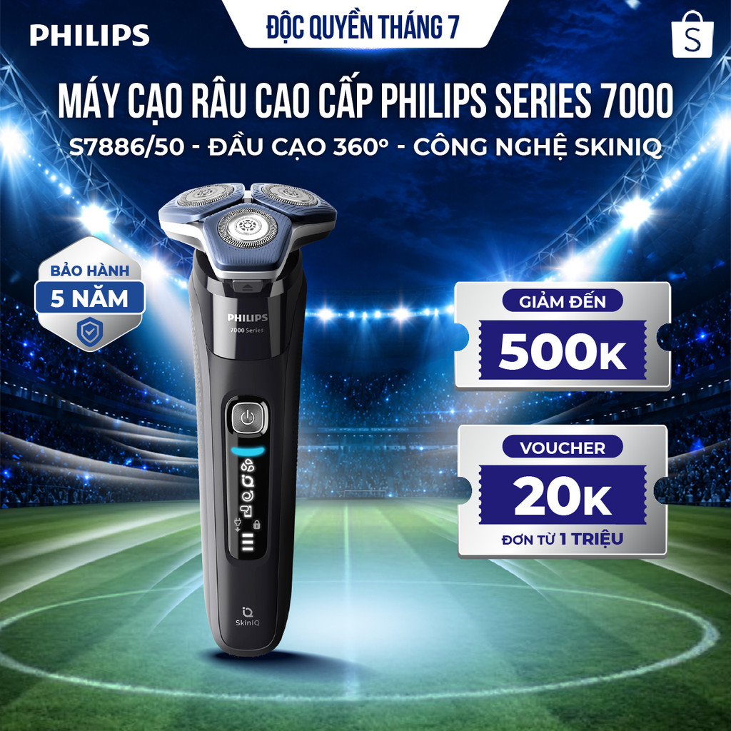 Máy cạo râu cao cấp Philips Series 7000 S7886/50 - Công Nghệ SkinIQ - Cạo khô & ướt
