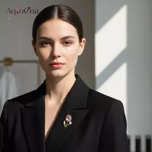 AqToCna Sáng Bóng Tulip Pha Lê Zircon Hoa Ngọc Trai Thổ Cẩm Dành Cho Nữ Kim Cương Giả Corsage Chân Dự Tiệc Trang Sức Quà Tặng AqToCna