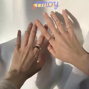TMOY 7 Chiếc Nhẫn Trang Sức Thời Trang Bộ Bán Chạy Kim Loại Rỗng Tròn Mở Nhẫn Nữ Cho Bé Gái Tiệc Nữ Quà Tặng Đám Cưới TMOY