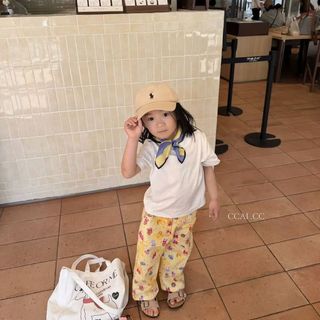 Bé Gái Hoạt Hình In Hình Sợi Tre Chống Muỗi Mùa Hè Phong Cách Hàn Quốc Rời Nhẹ Quần Thường Ngày