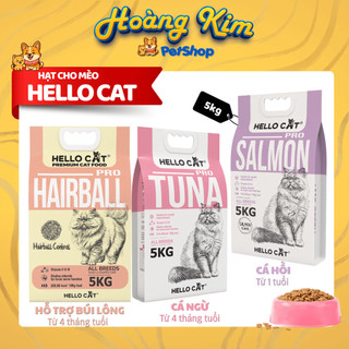 Hạt Cho Mèo Hello Cat 5kg Mọi Lứa Tuổi - Tiêu Hóa Tốt, Tiết Niệu Khỏe, Dưỡng Da Lông Óng Mượt