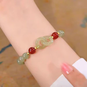 Vòng tay hạt thủy tinh thủ công có thiết kế nút thắt cho Unisex