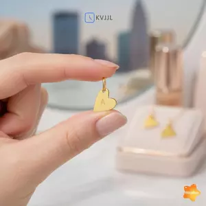 1 Cái Chữ Cái Màu Vàng Bảng Chữ Cái Mặt Dây Chuyền Hình Trái Tim Charm Nelace Bông Tai Móc Khóa DIY Phụ Kiện Trang Sức Mới
