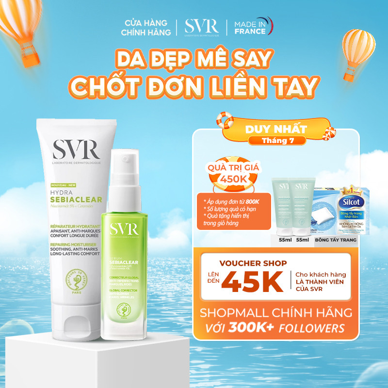 Combo giảm mụn, dưỡng ẩm SVR Sebiaclear Serum 30ML và Sebiaclear Hydra 40ML (CBG13)