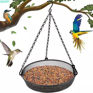 QEARY Treo Chim Ăn, Khay Ăn Chim Lưới Kim Loại Bền Đẹp, Dây Xích Có Thể Điều Chỉnh Chắc Chắn Chống Rỉ Sét Ngoài Trời Cho Chim Ăn Vườn