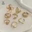 8 Cái / bộ Cánh Hoa Kim Loại Vintage Hoa Giọt Nước Mở Nhẫn Dành Cho Nữ Đại Dương Kỳ Nghỉ Hình Học Nhẫn Món Quà Trang Sức Hàng Ngày [Mina]
