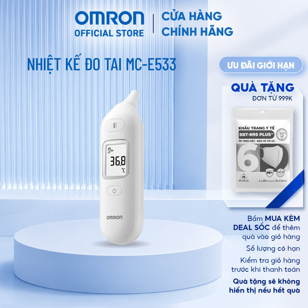 (Dòng mới 2026) Nhiệt Kế Đo Tai OMRON MC-533 - Nhiệt Kế Điện Tử Đo Nhanh Cho Bé & Người Lớn