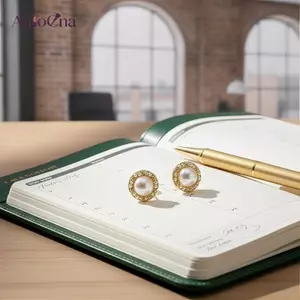 AqToCna 6 Cặp Hình Học Màu Vàng Ngọc Trai Bông Tai Thiết Kế Thanh Lịch Cho Nữ Phụ Kiện Bữa Tối Trang Trọng AqToCna