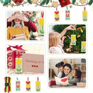QEARY 8 Cái / bộ Dấu Trang Bằng Gỗ, Rỗng Ra DIY Cross Stitch Kit, Trẻ Em Thủ Công Handmade Nghệ Thuật Giáng Sinh Thủ Công Người Mới Bắt Đầu