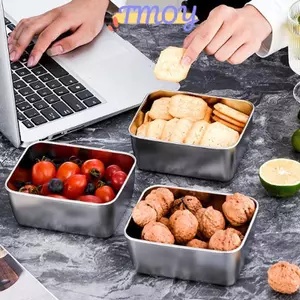 TMOY 600ml Tủ Lạnh Bằng Thép Không Gỉ Hộp Bảo Quản Thực Phẩm Có Nắp Nhựa Chuẩn Bị Thực Phẩm Tươi Hộp Bảo Quản Hộp Dã Ngoại TMOY