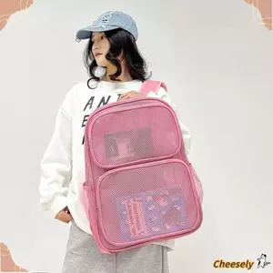 Ba lô lưới CHEESELY, Túi đi học đơn giản dung tích lớn, Túi đi biển thoáng khí mùa hè