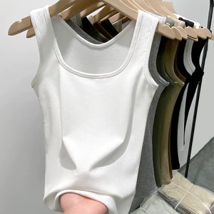 Áo yếm Nữ Mặc Bên Trong Mùa Xuân Mùa Hè Cổ Chữ U Lớn Slim-fit Ôm Hơn Nhìn Rộng Vai Áo Vest Không Tay Đáy Top TRXA