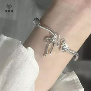 Vòng tay nơ cổ điển sang trọng nhẹ thời trang dành cho nữ Cô gái Dễ thương Lãng mạn có thể điều chỉnh Mở vòng tay Trang sức Quà tặng sinh nhật [Mina]