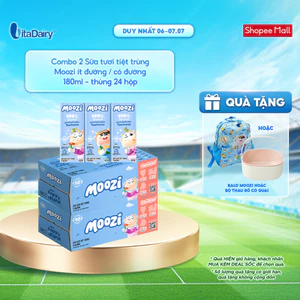 Sữa tươi tiệt trùng Moozi có đường/ít đường 180ml - Thơm ngon dễ uống, Bổ sung năng lượng