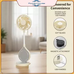 Quạt cầm tay POWER Giá đỡ điện thoại từ tính 3 trong 1 Quạt Mini cầm tay im lặng có thể gập lại cho thư viện, văn phòng, du lịch và lớp học.