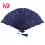 Quạt tay ren tre gấp, bướm xanh đậm và hoa trắng