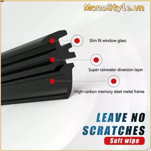 Cần gạt nước ô tô MONOSTYLE, 14 / 16 / 17 / 18 / 19 / 20 / 21 / 22 / 24 / 26 / 28 Inch Dễ dàng thay thế dải nạp lại, Phụ kiện cần gạt nước cao su 6mm bền bỉ