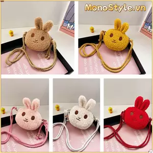 MONOSTYLE Sang Trọng Thỏ Trẻ Em Túi Xách Thời Trang Bé Gái Dễ Thương Mềm Thỏ Sang Trọng Túi Đeo Vai Nhỏ
