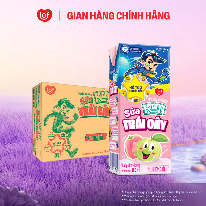 Sữa trái cây Kun vị ổi thùng 48 hộp x 180ml
