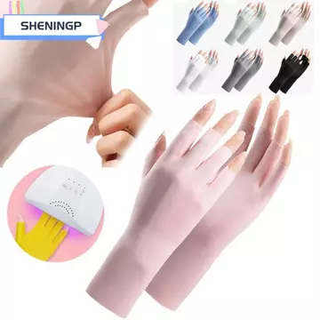 SHENINGP7 Găng Tay Vẽ Móng Tay, Chống Tia UV Bảo Vệ Ngón Tay Da Chống Nắng Găng Tay, Phụ Kiện Chống Bức Xạ Móng Tay Uv Bảo Vệ Đèn Led Móng Tay Nghệ Thuật Găng Tay Nữ