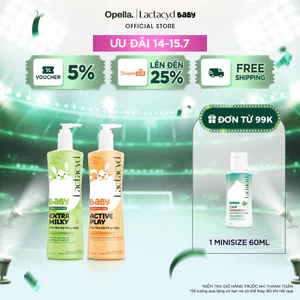 Bộ 1 Sữa Tắm Gội Trẻ em Lactacyd Baby Active Play 500ml +1 Lactacyd Baby Extra Milky 500ml