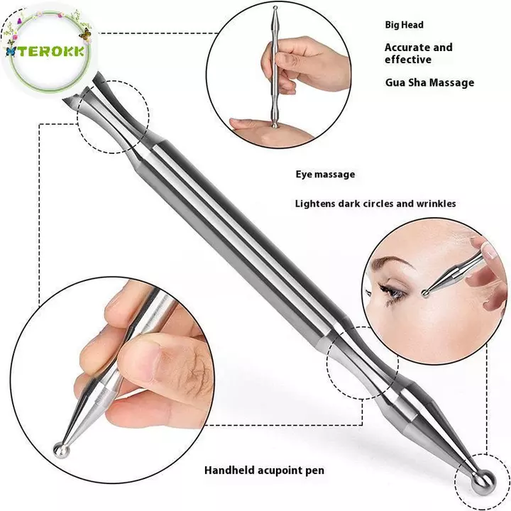 Dụng cụ bấm huyệt TEROKK Dụng cụ bấm huyệt Bút bằng thép không gỉ / đồng thau Bút Massage phản xạ Bấm điểm Dụng cụ mát xa cho VN