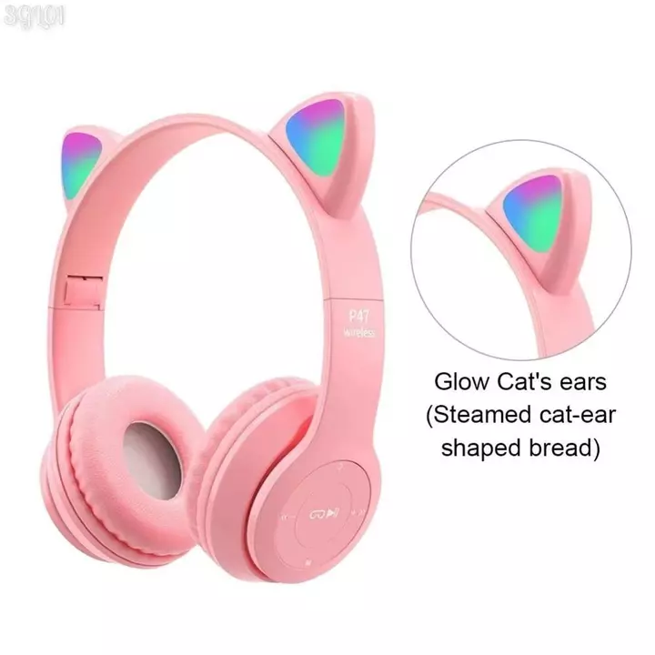 Tai nghe không dây tai mèo HEFEI, Tai nghe Bluetooth tai mèo phát sáng có thể gập lại, Tai nghe bảo vệ chuyển màu Bluetooth thời trang Tai nghe máy tí – 6